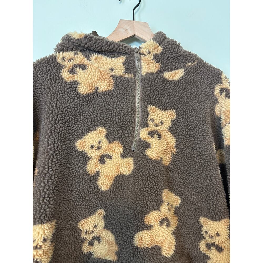 Aelfric Eden Brown Teddy Bear Sherpa Hoodie Fleece Large - Picture 3 of 7